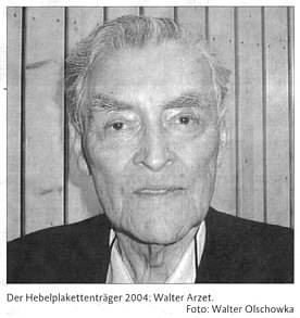 Hebelplakette für Walter Arzet aus Hausen